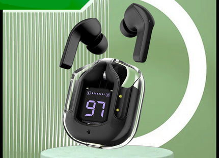 New Mini Transparent Wireless Bluetooth Headset Digital Display ENC Noise Reduction True Wireless Sports Music