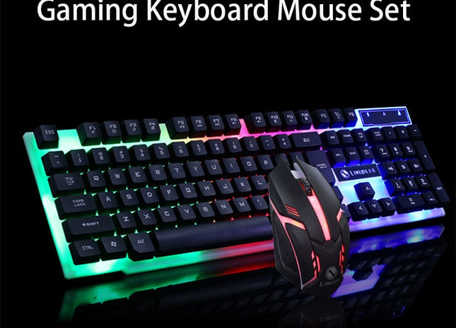 GTX300 Gaming CF LOL Gaming Keyboard Mouse Glowing Set - Wired USB, Backlit, Ergonomic Design - High Performance for Home, Office, and Gaming Use