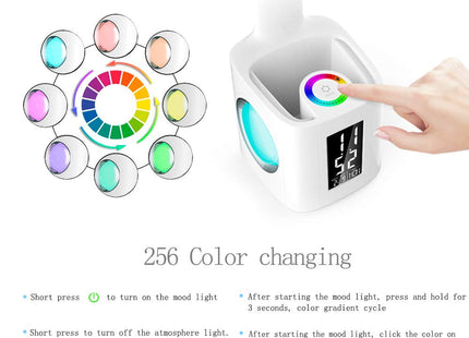 Study LED Desk Lamp USB Charging Port&Screen&Calendar&Colors Night Light Kids Dimmable Table Lamp With Pen Hold