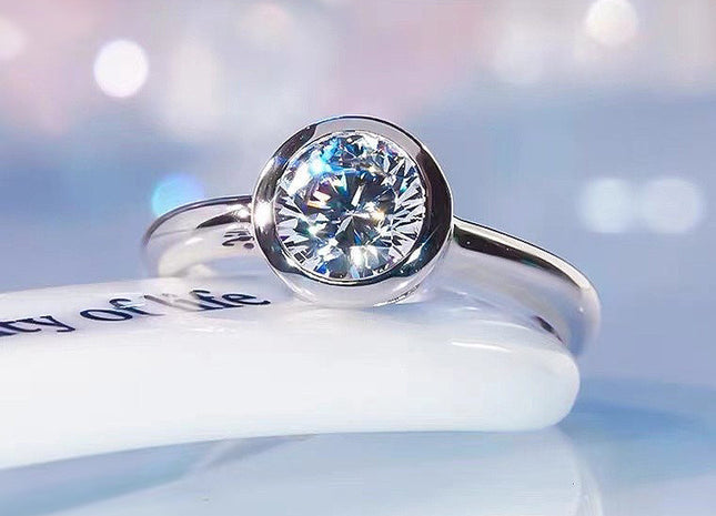 925 Silver 7mm Round White Diamond Ice Flower Cut Wedding Ring