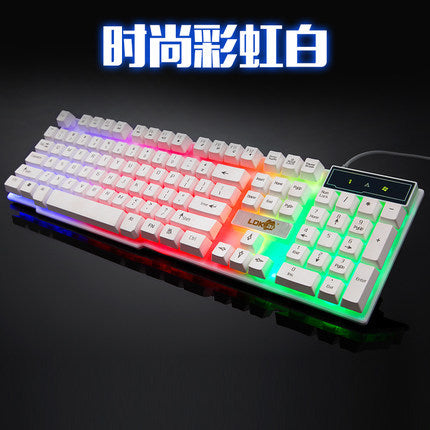 Industry Gaming Keyboard with Glowing USB Cable - Backlit Wired Keyboard for Enhanced Gaming Performance, Ergonomic Design, Durable Plastic Build - Compatible with PC, Laptop, Desktop