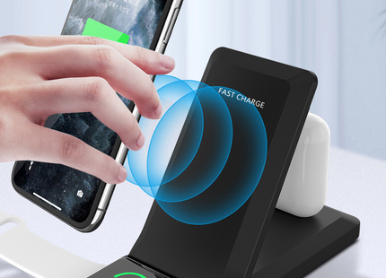 Folding three-in-one multifunctional wireless charger