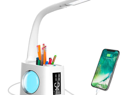 Study LED Desk Lamp USB Charging Port&Screen&Calendar&Colors Night Light Kids Dimmable Table Lamp With Pen Hold