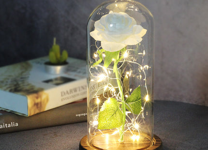 Mothers Day Wedding Favors Bridesmaid Gift Immortal Simulation Rose Glass Cover Luminous Led Ornament