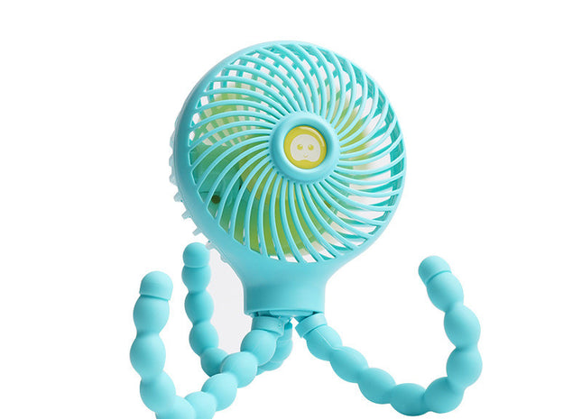 Octopus Deformed Folding Fan New USB Charging Mini Handheld Stroller Bed Small Fan Portable