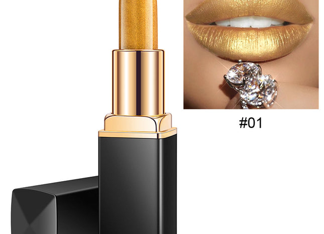 Shiny Metallic Lipstick Pearlescent Color Temperature Change Lipstick Gilt Lipstick