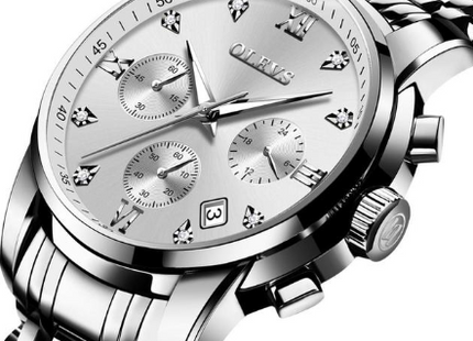 Luxury Brand Men Watches Chronograph Stainless Steel Waterproof Quartz Wristwatches Man Date Clock Blue Dial Relogio Masculino