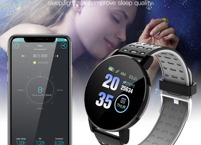Bluetooth Smart Watch, 119 Plus Smartwatch with Heart Rate Monitor, LED Display and Long Battery Life