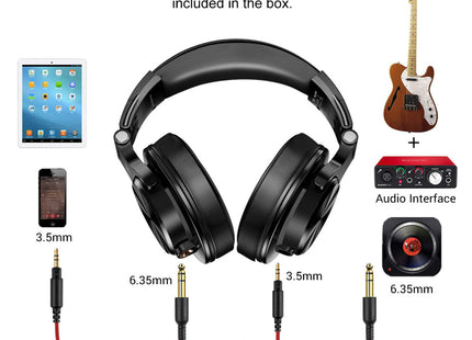 OneOdio DJ Headphones, Over Ear Headphones for Studio Monitoring and Mixing, Professional Headset with Stereo Bass Sound, Foldable Headphones Suitable for Electric Drum Keyboard Guitar Amplifier