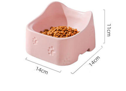 Cute Cartoon Print Ceramic Pet Feeding Bowl Cat Food And Water Bowl Pet Plate For Cat And Puppy