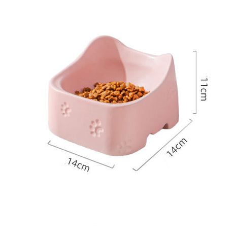 Cute Cartoon Print Ceramic Pet Feeding Bowl Cat Food And Water Bowl Pet Plate For Cat And Puppy