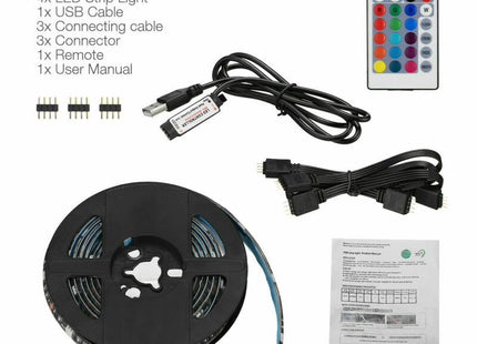 4x50CM USB 5V RGB LED Strip Background Light Remote Kit For TV Computer Lamp