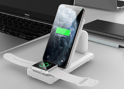 Folding three-in-one multifunctional wireless charger