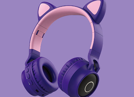 LED Light Cat Ear Headphones Wireless Bluetooth 5.0 Headset Portable Foldable Kids Headphone With Microphone Best Gift