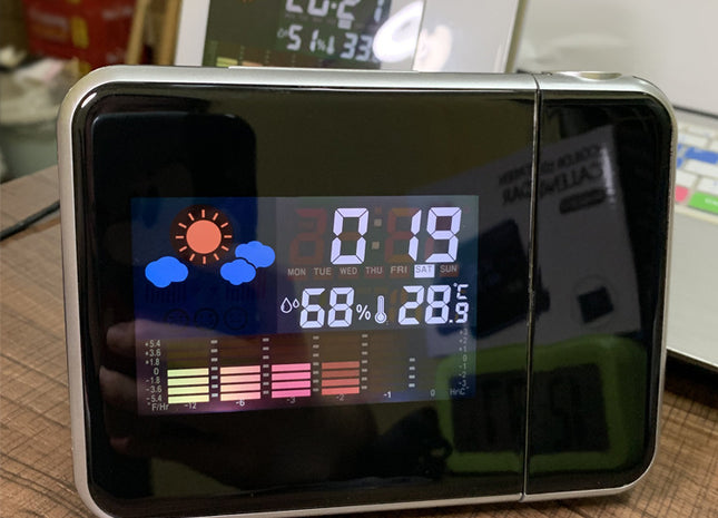 Multifunctional Home Electronic Clock - Time, Temperature, Weather Forecast, Projection Display - Modern Design - Perfect for Home Decor and Weather Monitoring