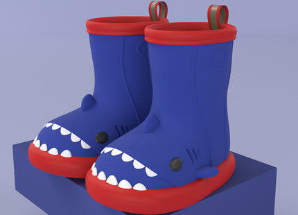 Cartoon Shark Slip On Rain Boots, Waterproof Non Slip Rain Boots