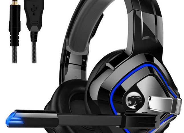 Gaming Headset, PS5 Headset Noise Canceling, Stereo Gaming Headphones with Microphone for PS4/PS5/PC/Xbox One/Switch, Headset with Soft Memory Earmuffs, 3.5mm Jack, RGB Light