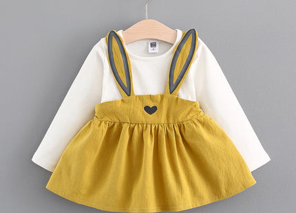 2021 autumn new Korean children's clothing, girls cute rabbit dress, baby baby princess dress 916