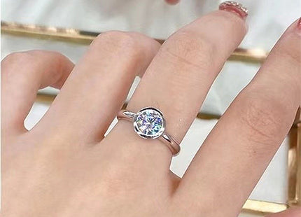 925 Silver 7mm Round White Diamond Ice Flower Cut Wedding Ring