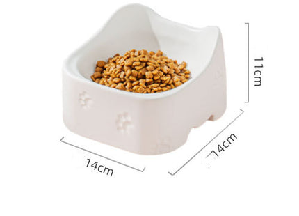 Cute Cartoon Print Ceramic Pet Feeding Bowl Cat Food And Water Bowl Pet Plate For Cat And Puppy