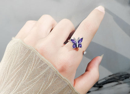 Rotatable Zircon Butterfly Ring For Women