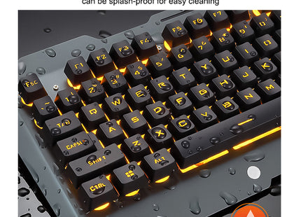 Ergonomic Wired Gaming Keyboard with RGB Backlight and Phone Holder - Ultimate Gaming Experience - Waterproof - Plug and Play - Compatible with Windows and Android