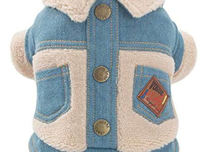 Thick Warm Clothes For Pets Denim And Velvet Pet Fleece Vest For Autumn And Winter Dog Warm Clothes