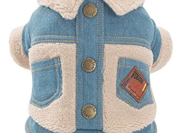 Thick Warm Clothes For Pets Denim And Velvet Pet Fleece Vest For Autumn And Winter Dog Warm Clothes