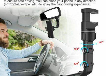 Universal 360 Rotation Car Rear View Mirror Mount Stand GPS Cell Phone Holder US