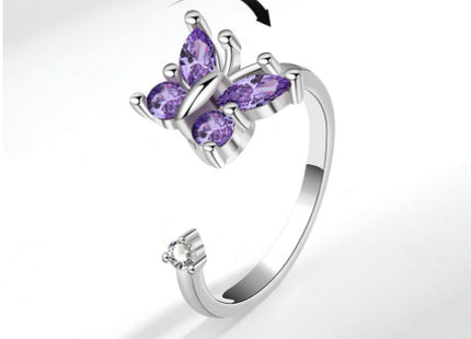 Rotatable Zircon Butterfly Ring For Women