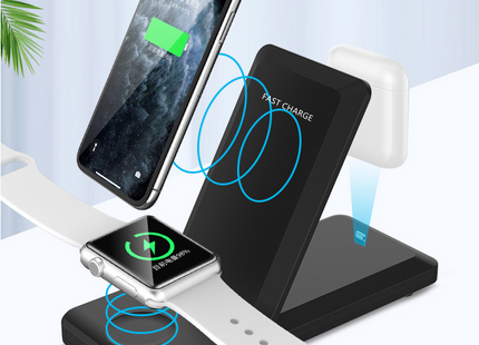 Folding three-in-one multifunctional wireless charger