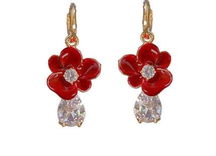 Fashion Flower Zircon Elegant Retro Earrings