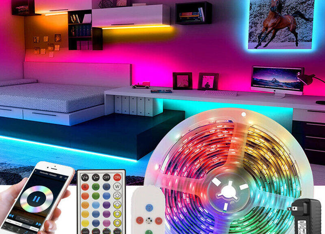 Led Strip Lights 5050 RGB Bluetooth Room Light Color Changing with Remote