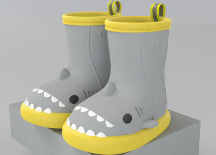 Cartoon Shark Slip On Rain Boots, Waterproof Non Slip Rain Boots