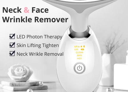 EMS Thermal Neck Lifting And Tighten Massager Electric Microcurrent Wrinkle Remover LED Photon Face Beauty Device For Woman