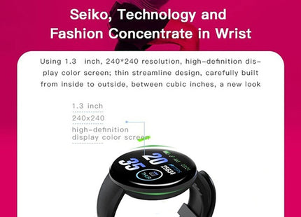 D18 Bluetooth Smart Watch, Men Women Blood Pressure Heart Rate Monitor, Pedometer Sport Tracker Smart Band for Android iOS, Fitness Activity Tracker