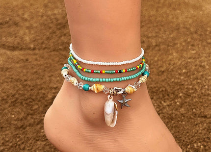 Foot Ornaments Bohemian Color Bead Starfish Shell Pendant Anklet Female Beach Style Ornament