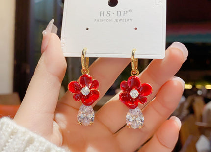 Fashion Flower Zircon Elegant Retro Earrings