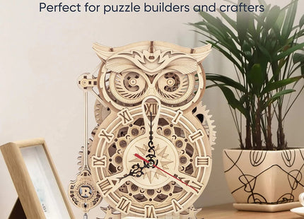 Robotime Rokr Creative DIY Toys 3D Owl Wooden Clock Building Block Kits For Children Christmas Gifts Home Decoration LK503