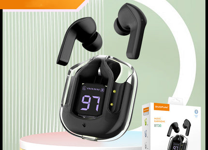 New Mini Transparent Wireless Bluetooth Headset Digital Display ENC Noise Reduction True Wireless Sports Music