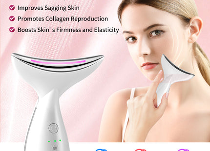 EMS Microcurrent Neck Face Beauty Device With 3 Colors LED Photon Therapy Skin Tighten Reduce Double Chin Face Lifting Devices