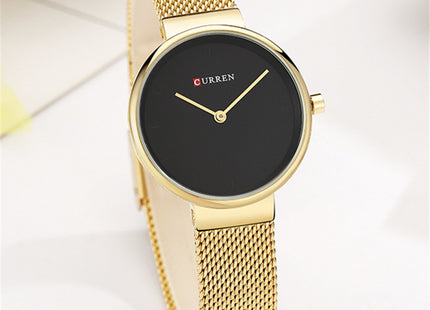 Fashion New Water Quartz Watch Women's Mesh Belt Casual Business Pointer Watch