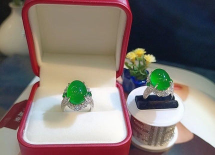 Green Agate Jade Women's Ring