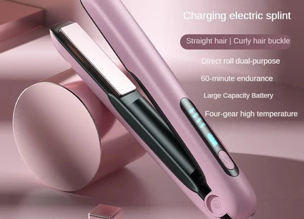Wireless Hair Straightener Flat Iron Mini 2 IN 1 Roller USB 5000mAh Max 200 Degree Portable Cordless Curler 4 Levels Dry And Wet Uses