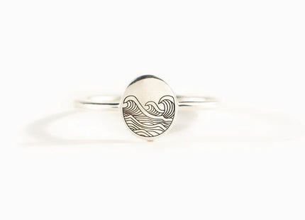 S925 Pure Silver Sea Wave Storm Ring Female Simple
