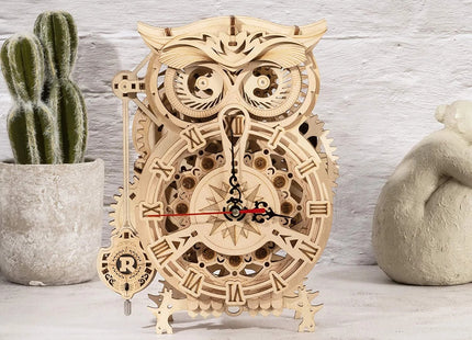 Robotime Rokr Creative DIY Toys 3D Owl Wooden Clock Building Block Kits For Children Christmas Gifts Home Decoration LK503