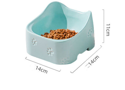 Cute Cartoon Print Ceramic Pet Feeding Bowl Cat Food And Water Bowl Pet Plate For Cat And Puppy