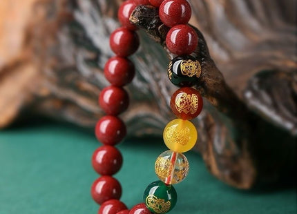 Cinnabar Bracelet Natural Five Gods Of Wealth Purple Gold