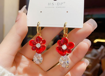 Fashion Flower Zircon Elegant Retro Earrings