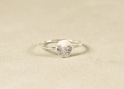 S925 Pure Silver Sea Wave Storm Ring Female Simple